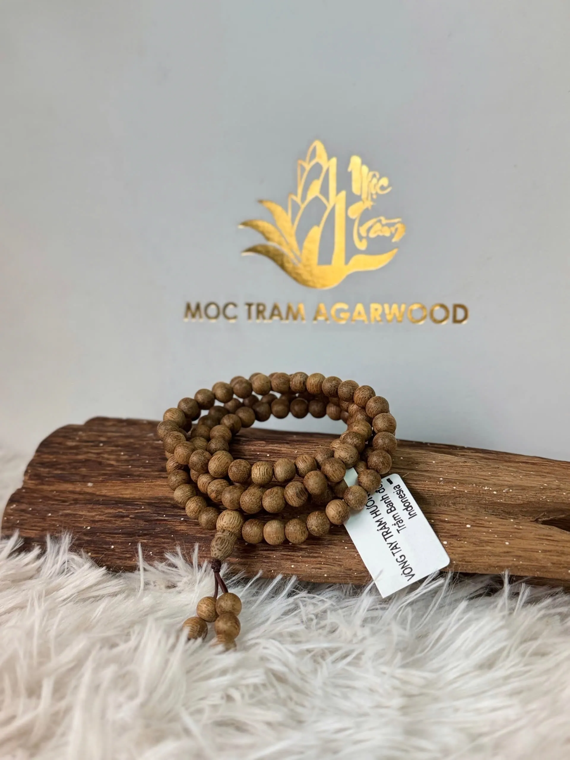 108 Beads Agarwood Bracelet – Natural Indonesian Red “Banh” Agarwood Mala (6mm Oud Bracelet)